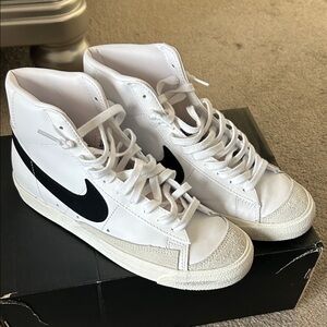 Nike White and Black High-Top Sneakers